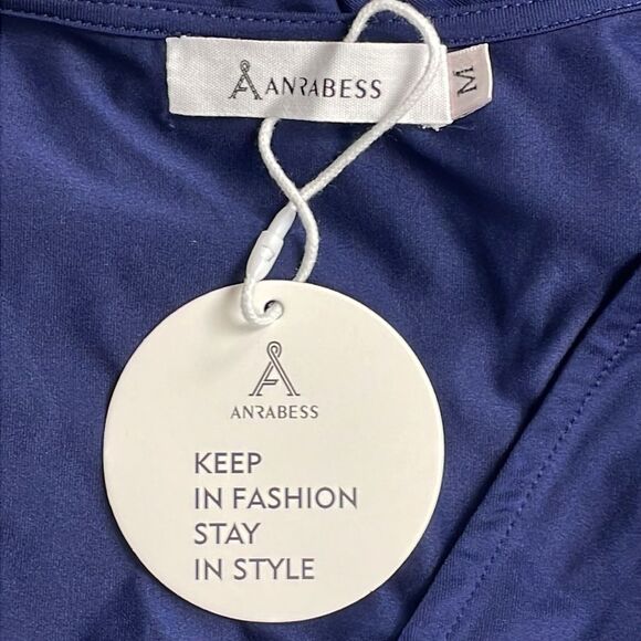 ANRABESS Women's Deep V Neck long Sleeve Maxi Dress | Pleated High Waist Slit - Picture 4 of 5